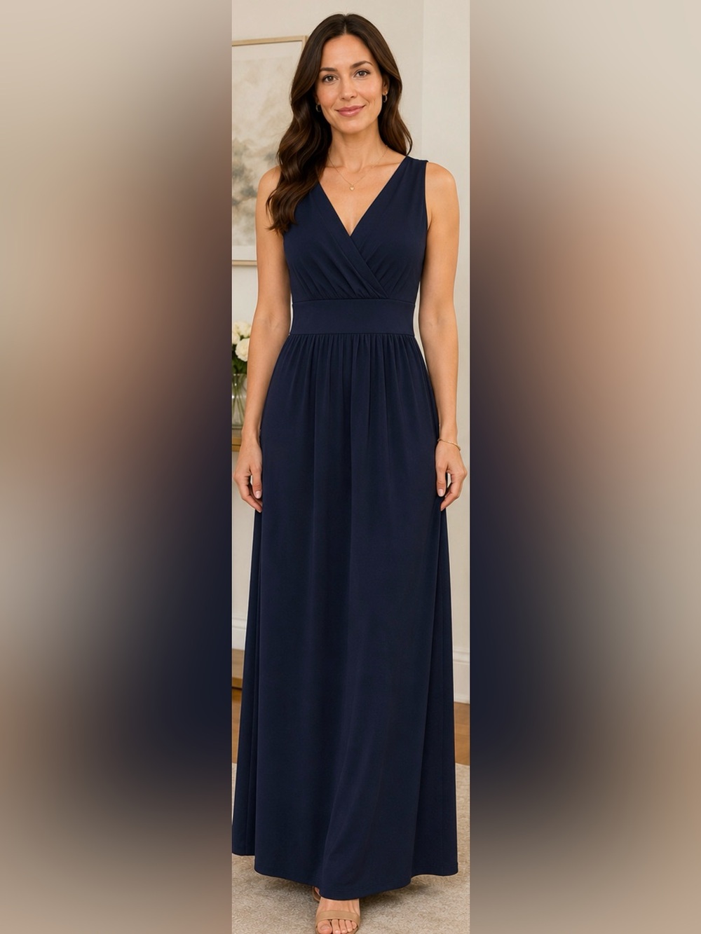 Lauren Ralph Lauren Navy Blue Sleeveless Maxi Dress Size 12